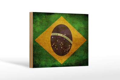 Holzschild Flagge 18x12 cm Brasilien Geschenk Holz Deko Schild