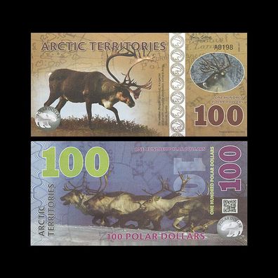 Arctic-Territories Banknoten 100 Polar Dollar Papiergeldscheine (PD101)