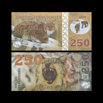 Arctic-Territories Banknoten 250 Polar Dollar Papiergeldscheine (PD102)
