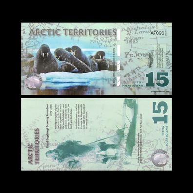 Arctic-Territories Banknoten 15 Polar Dollar Papiergeldscheine (PD104)