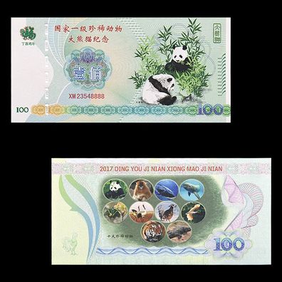 100 Yuan China Panda mit 10 Sternzeichen Banknoten Papiergeld Kunsthandwerk (ZD117)