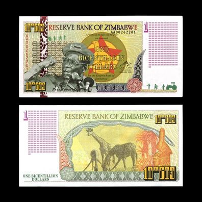 One Bicentillion Dollar Banknote Zimbabwe Bankfrisch unzirkuliert (Zimb502)