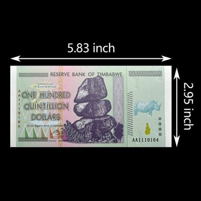 One Hundred Quintillion/ Dollar/ Banknote/ Zimbabwe/2008/ Bankfrisch(Zimb022401)