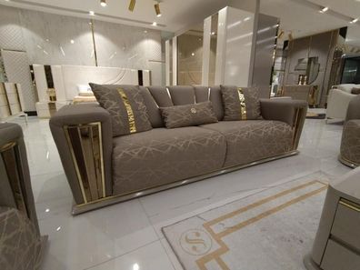 Sofa 3 Sitzer Textil Holz Modern Sofa Polster Couch Sofas Design Luxus Neu Sofa