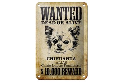 Blechschild Hund 12x18 cm wanted Chihuahua Alias Metall Deko Schild