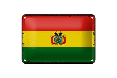 Blechschild Flagge Boliviens 18x12 cm Retro Flag of Bolivia Deko Schild
