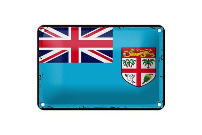 Blechschild Flagge Fidschis 18x12 cm Retro Flag of Fiji Deko Schild