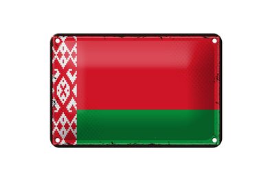 Blechschild Flagge Weißrussland 18x12 cm Retro Flag Belarus Deko Schild