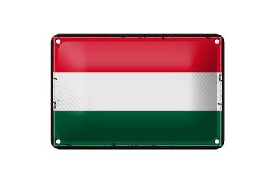 Blechschild Flagge Ungarns 18x12 cm Retro Flag of Hungary Deko Schild