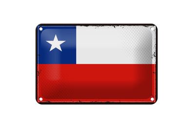 Blechschild Flagge Chiles 18x12 cm Retro Flag of Chile Deko Schild