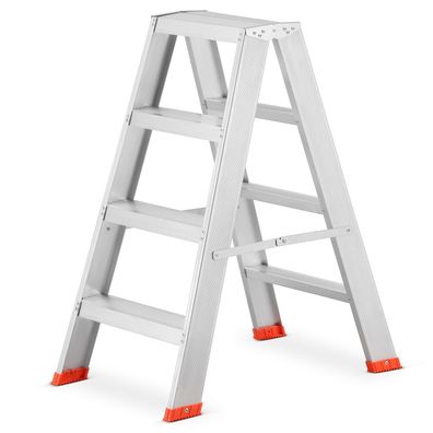 Haushaltstreppe - Leiter - 2x 4 Stufen - Aluminium - 81 cm hoch