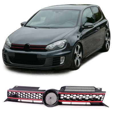 Wabengrill - VW Golf 6 GTI 08-13 - Sportlicher Kühlergrill - Schwarz/ Rot