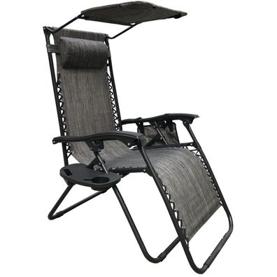 Sonnenliege Zero Gravity verstellbar + Zubehör - Grau
