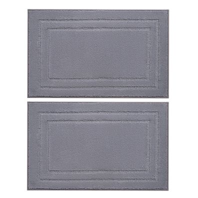 2pcs light gray bathroom absorbent floor mats, toilet door mats, toilet non-slip mat