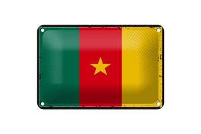 Blechschild Flagge Kameruns 18x12 cm Retro Flag of Cameroon Deko Schild