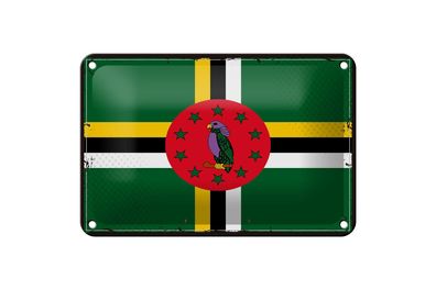 Blechschild Flagge Dominicas 18x12cm Retro Flag of Dominica Deko Schild