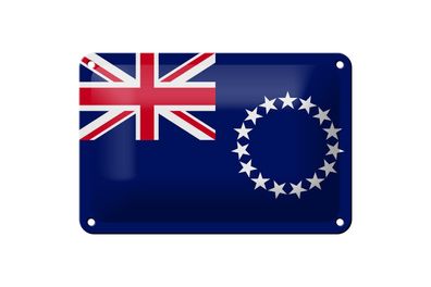 Blechschild Flagge Cookinseln 18x12 cm Flag of Cook Islands Deko Schild