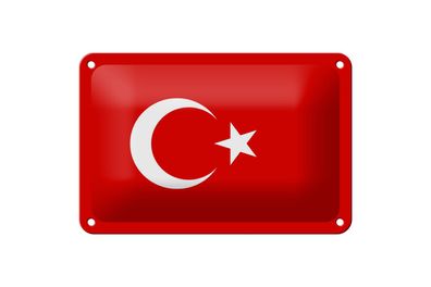 Blechschild Flagge Türkei 18x12 cm Flag of Turkey Deko Schild