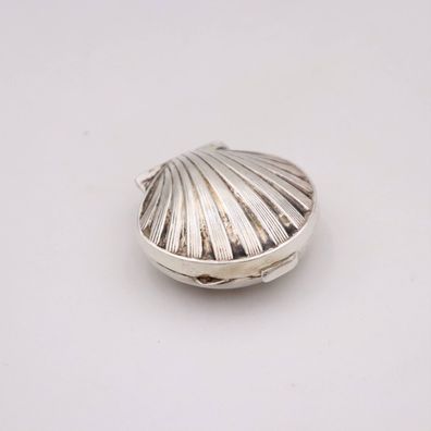 Antik F. LLI Ringressi 800 Silber Muschel Pillendose / Dose / Italien #U6