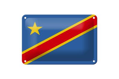 Blechschild Flagge DR Kongo 18x12 cm Flag democratic Congo Deko Schild