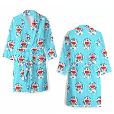 Anime Doraemon Nachthemd Roboter Katze Nobi Flanell Robe Mantel Homewear Pajamas