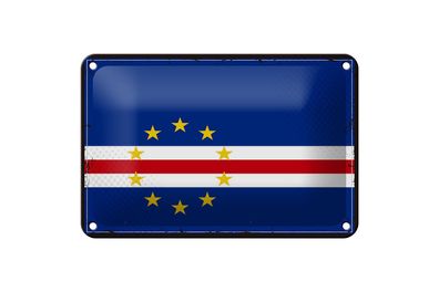 Blechschild Flagge Kap Verde 18x12 cm Retro Flag Cape Verde Deko Schild