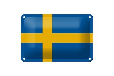 Blechschild Flagge Schwedens 18x12 cm Flag of Sweden Deko Schild