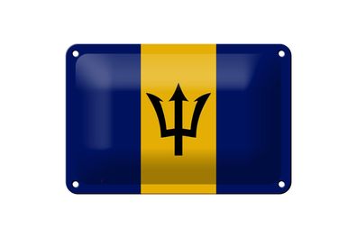 Blechschild Flagge Barbados 18x12 cm Flag of Barbados Deko Schild