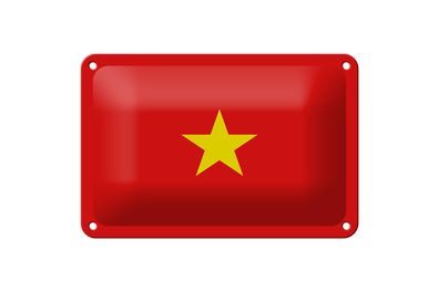 Blechschild Flagge Vietnams 18x12 cm Flag of Vietnam Deko Schild
