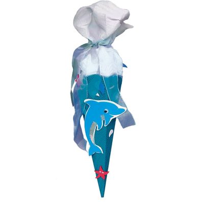 Roth Schultüten-Bastelset mit Moosgummiteilen, Delfin - Geschwistertüte, 40cm, eckig,
