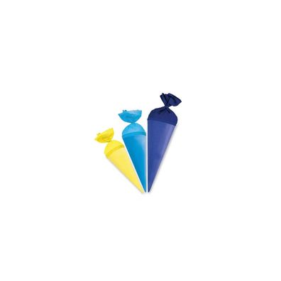 Roth Geschenk-Schultüten uni, 10/12,5/15 cm, gelb, hellblau & dunkelblau, rund, Krepp