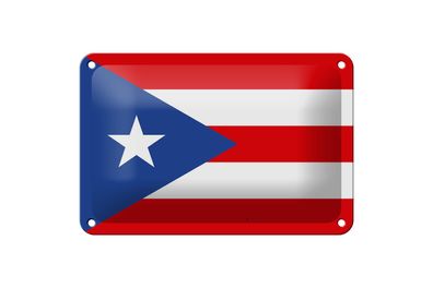 Blechschild Flagge Puerto Ricos 18x12cm Flag of Puerto Rico Deko Schild