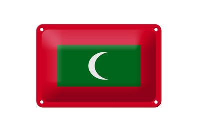 Blechschild Flagge Malediven 18x12 cm Flag of the Maldives Deko Schild