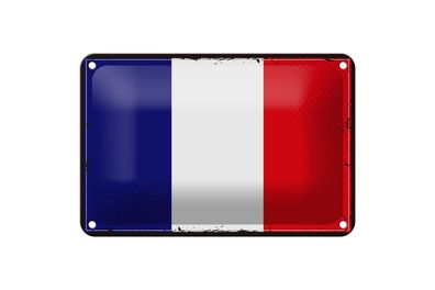 Blechschild Flagge Frankreichs 18x12cm Retro Flag of France Deko Schild