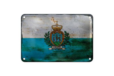 Blechschild Flagge San Marino 18x12 cm San Marino Rost Deko Schild