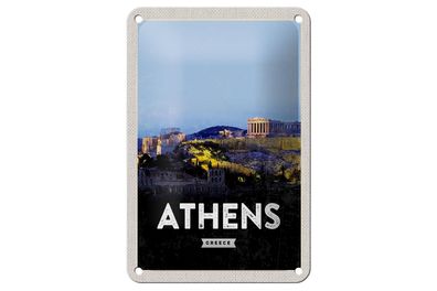 Blechschild Reise 12x18 cm Retro Athens Greece Geschenk Deko Schild
