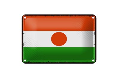 Blechschild Flagge Nigers 18x12 cm Retro Flag of Niger Deko Schild