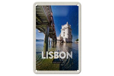 Blechschild Reise 12x18 cm Lisbon Portugal Meer Reiseziel Urlaub Schild