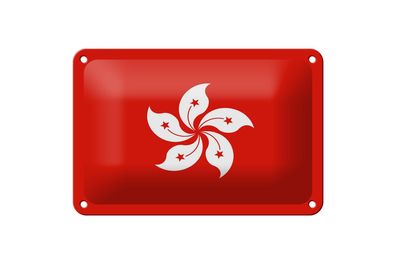 Blechschild Flagge Hongkongs 18x12 cm Flag of Hong Kong Deko Schild