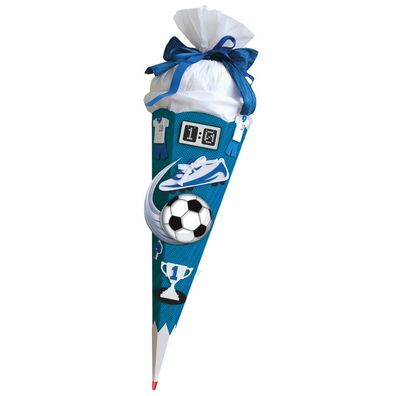 Roth Schultüten-Bastelset Soccer, blau, 68 cm, eckig, Kreppverschluss, mit Moosgummi,