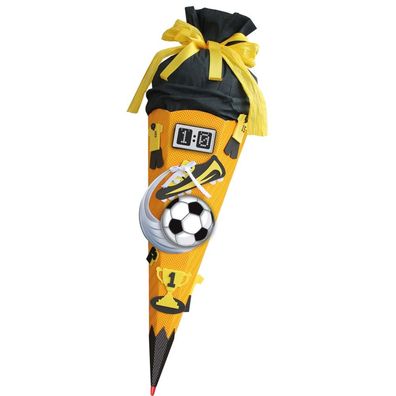 Roth Schultüten-Bastelset Soccer, gelb, 68 cm, eckig, Kreppverschluss, mit Moosgummi,