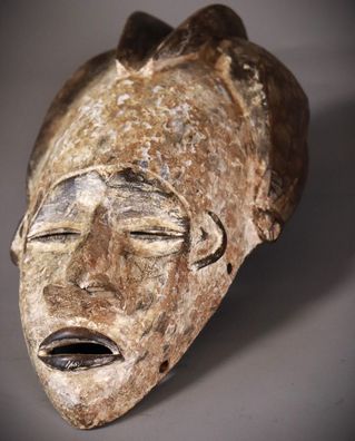 Afrikanische Schnitzerei Zeremonielle Rituale Traditionskunst / Fund 41 Maske #I