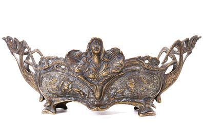 Antike französchische Jardiniere aus Bronze - Blumenbehälter für Tischblumen #W