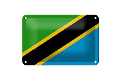 Blechschild Flagge Tansanias 18x12 cm Flag of Tanzania Deko Schild