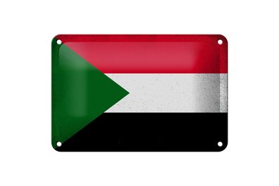 Blechschild Flagge Sudan 18x12 cm Flag of Sudan Vintage Deko Schild