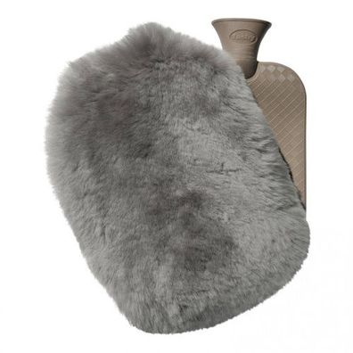 Lammfell Wärmflasche SET 2,0 L Grau