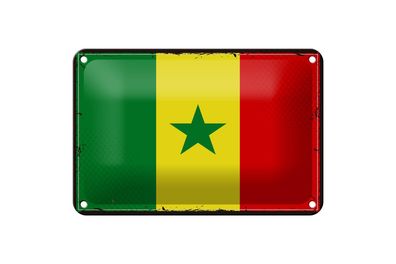 Blechschild Flagge Senegal 18x12 cm Retro Flag of Senegal Deko Schild
