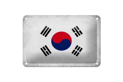 Blechschild Flagge Südkorea 18x12 cm South Korea Vintage Deko Schild