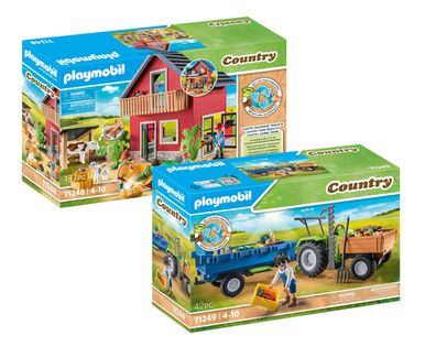 Playmobil 2-teiliges Set: 71248 Bauernhof + 71249 Traktor mit Anhänger - neu, ovp