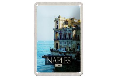 Blechschild Reise 12x18 cm Naples Italy Neapel Panorama Meer Schild